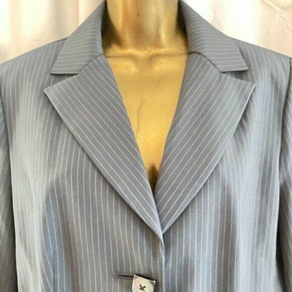 Y2K Larry Levine Pinstripe Suit 14 Two Piece Set Jacket Pants Office Capsule - Picture 1 of 10